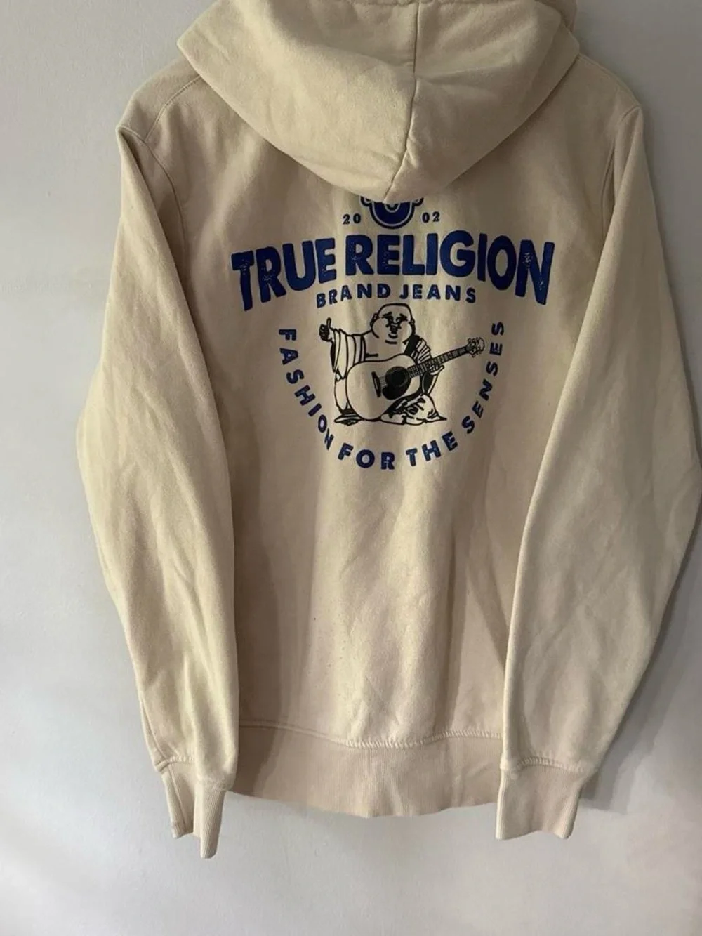 True Religion Cream / White Pullover Full Zip Buddha Graphic Hoodie